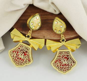 Gold Plated Meena Handmade Designer Earrings Fashion Jewelry 1