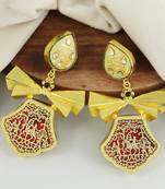 Gold Plated Meena Handmade Designer Earrings Fashion Jewelry