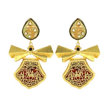 Gold Plated Meena Handmade Designer Earrings Fashion Jewelry 2