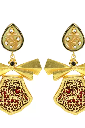 Gold Plated Meena Handmade Designer Earrings Fashion Jewelry