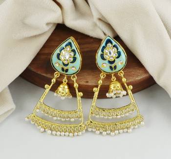 Gold Plated Meenakari Pearl Beaded Handmade Earrings 1