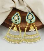 Gold Plated Meenakari Pearl Beaded Handmade Earrings