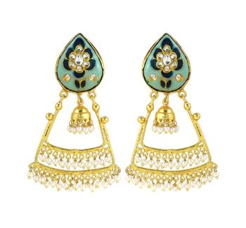 Gold Plated Meenakari Pearl Beaded Handmade Earrings 2