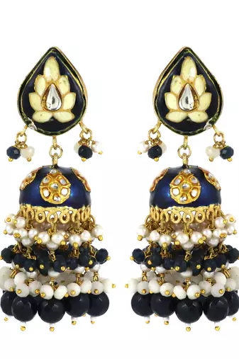 Handmade Meenakari Bridal Jhumka Earrings Fashion Jewelry