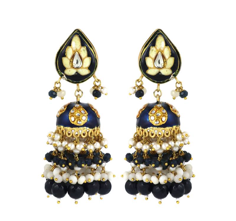 Handmade Meenakari Bridal Jhumka Earrings Fashion Jewelry