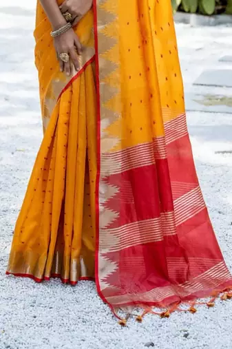 Sunlit glow yellow cotton-silk saree