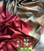 Royal green & maroon art-silk saree