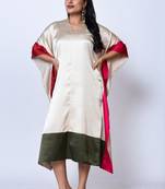 One piece color blocking satin finish stylish kaftan dress