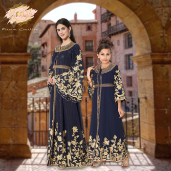 Designer Arabian Kaftan Golden Embroidered Party Dress 1