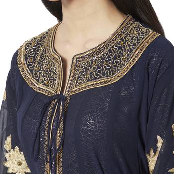 Designer Arabian Kaftan Golden Embroidered Party Dress 2