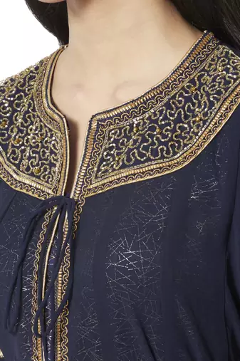 Designer Arabian Kaftan Golden Embroidered Party Dress
