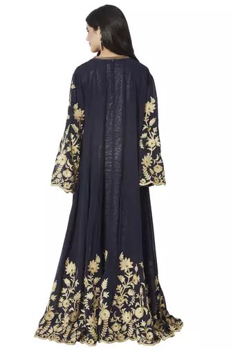 Designer Arabian Kaftan Golden Embroidered Party Dress