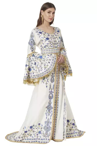 Designer Luxury Ball Gown with Rich Thread Embroidery & Tassels Mother + Daughter Set