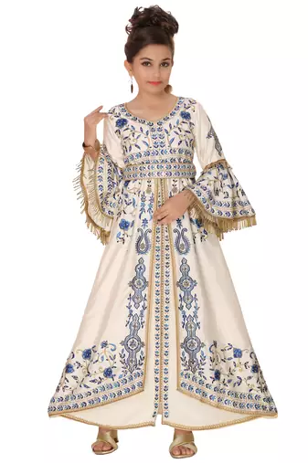 Designer Luxury Ball Gown with Rich Thread Embroidery & Tassels Mother + Daughter Set