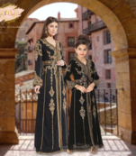 Moroccan Takchita Caftan Partywear Black Gown Mother + Daughter Combo Set