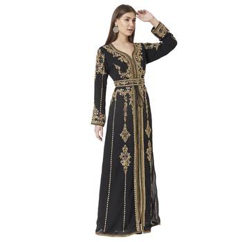 Moroccan Takchita Caftan Partywear Black Gown Mother + Daughter Combo Set 2