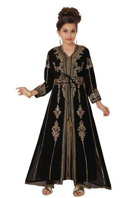 Moroccan Takchita Caftan Partywear Black Gown Mother + Daughter Combo Set 4