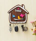 Cute Birds Hut Shape Wooden Key Holder