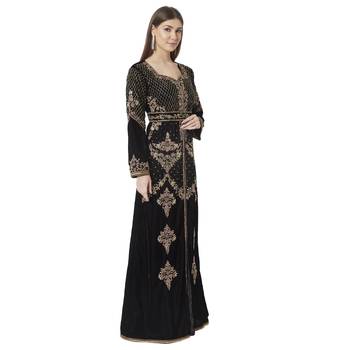 Takchita Kaftan Black Velvet Wedding Gown Mother + Daughter Combo Set 2