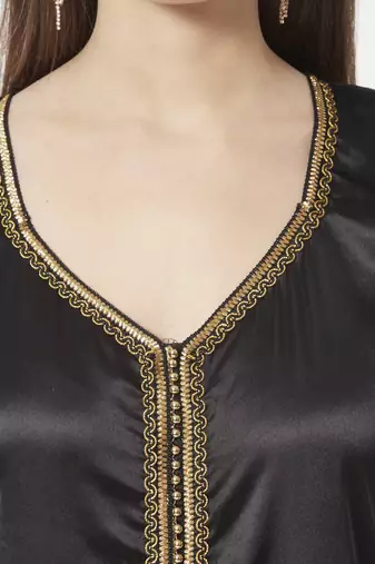 Takchita Kaftan Black Velvet Wedding Gown Mother + Daughter Combo Set