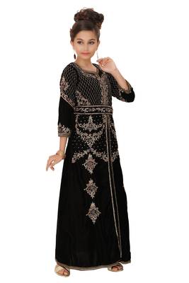 Takchita Kaftan Black Velvet Wedding Gown Mother + Daughter Combo Set 4