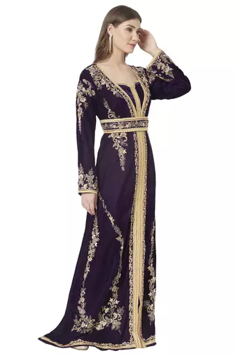 Arabian Djellaba Maxi Embroidered Party Gown for Mother and Child