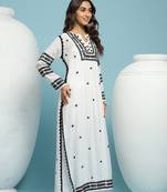 White chikankari muslin kurta