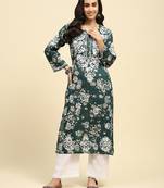 Green chikankari cotton kurta