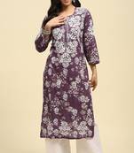Purple chikankari cotton kurta