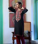 Black aari work cotton kurta