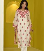 Pink chikankari cotton kurta-inner