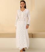 White chikankari muslin kurta