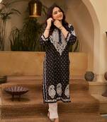 Black chikankari cotton kurta