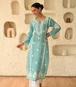 Green chikankari cotton chikankari-kurtis