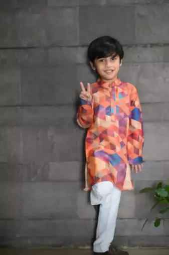 Geometrical tussar kurta pajama