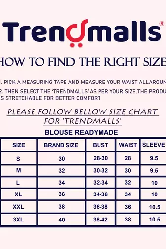 Trendmalls Cotton Lycra Stretchable Comfy Round Neck Elbow Sleeves Saree Blouse Readymade