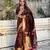 Brown soft silk blend woven ethnic saree