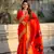 Orange soft silk blend woven ethnic saree