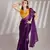 Violet glamorous burberry organza solid partywear saree