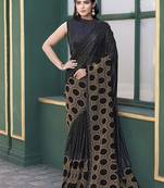 Black sequin embroidery with hand beads stone work saree