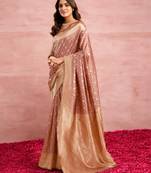 mauve banarasi silk blend woven saree with unstitched blouse piece