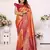 Orange banarasi tissue silk blend woven jari heavy saree