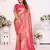 Pink banarasi tissue silk blend woven jari heavy saree