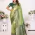 Green banarasi tissue silk blend woven jari heavy saree