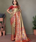  brown banarasi tissue silk blend partywear saree