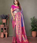  lavender banarasi tissue silk blend partywear saree