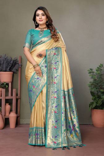  chiku banarasi tissue silk blend partywear saree