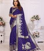 Violet kochi silk blend woven jari bandhej designer festive saree