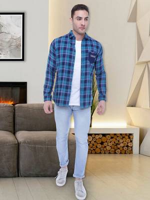 Men's cotton twill casual checks shirt | checks shirt for men 3