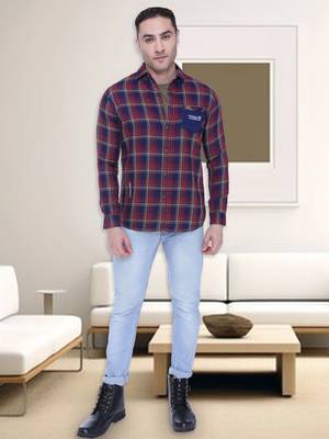 Men's cotton twill casual checks shirt | checks shirt for men 3